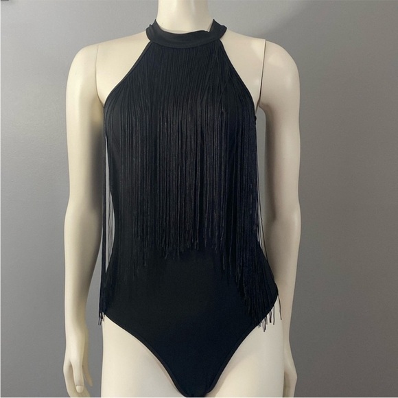 Women’s fringe top sleeveless bodysuit size medium  - Picture 1 of 9